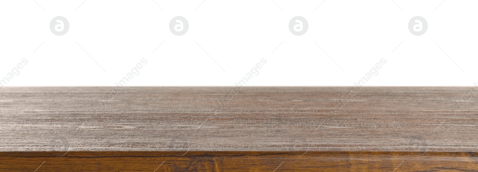 Photo of Empty wooden table on white background. Mockup for design