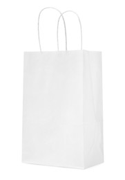 Photo of Empty shopping paper bag isolated on white