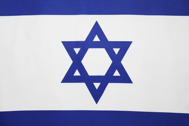 Photo of Flag of Israel as background, top view. National symbol