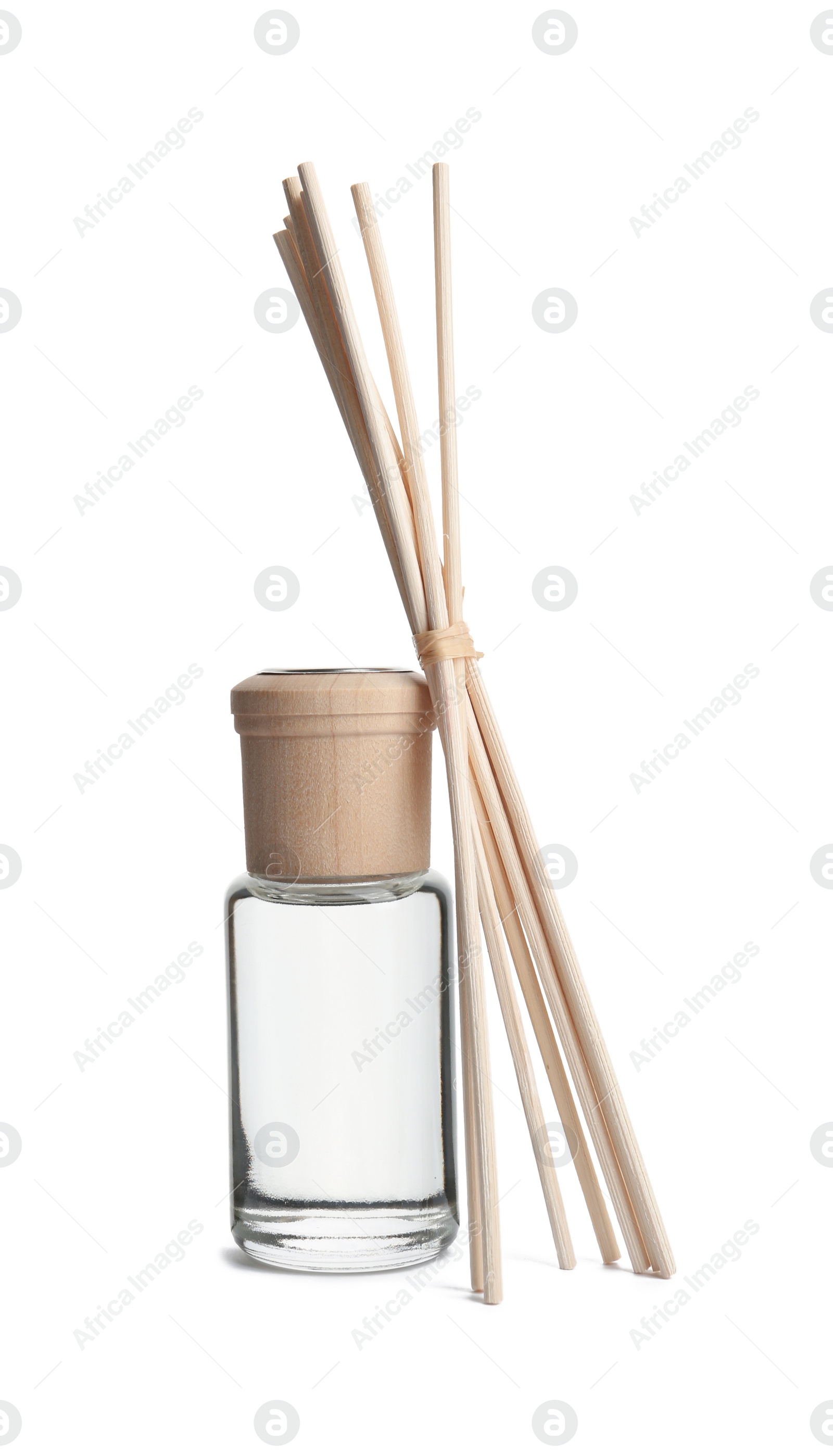 Photo of New reed air freshener on white background