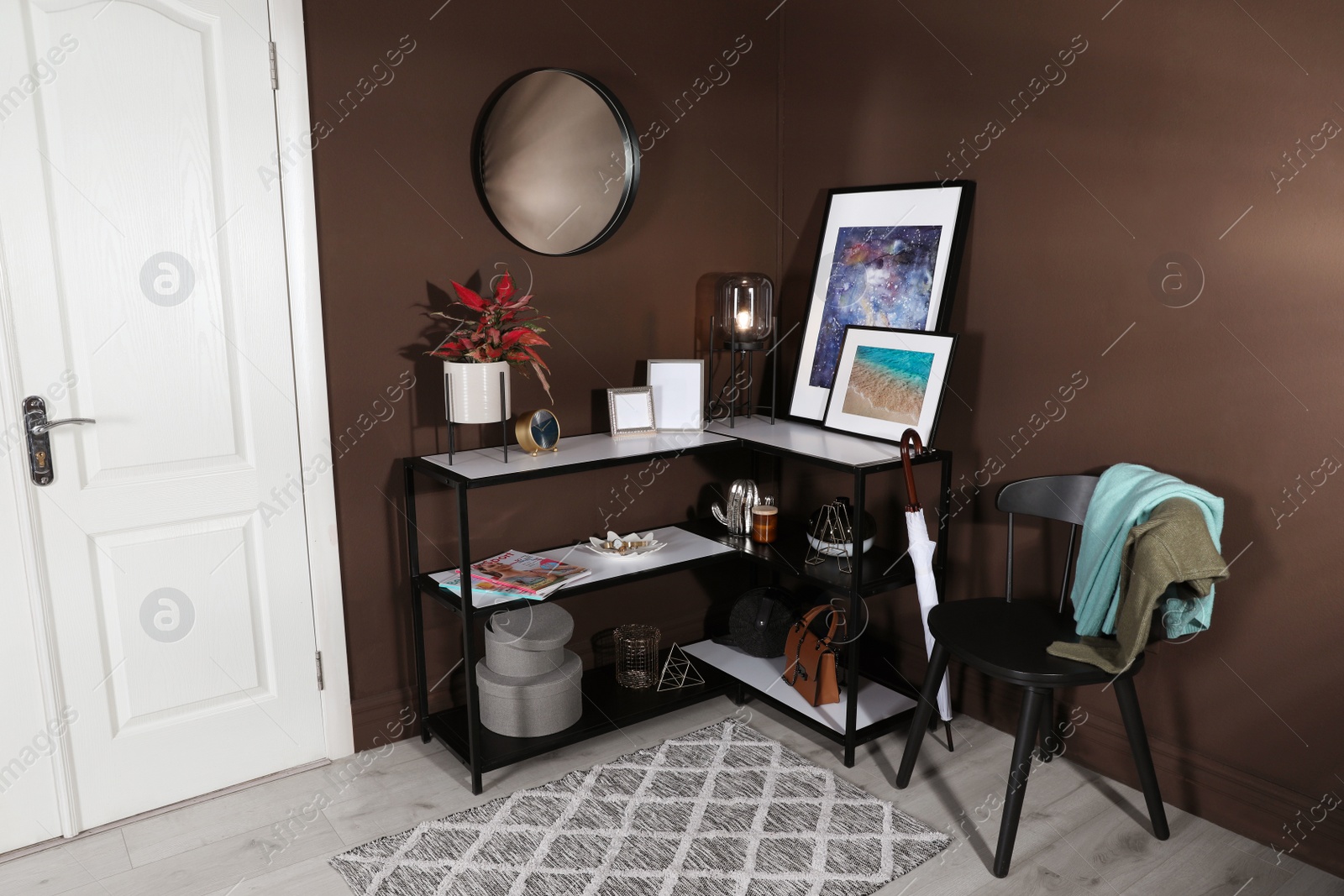 Photo of Hallway interior with console table and stylish decor