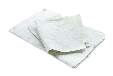 Delicious green folded Armenian lavash on white background