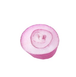 Slice of fresh red ripe onion isolated on white