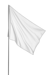 Photo of Blank flag isolated on white. Mockup for design