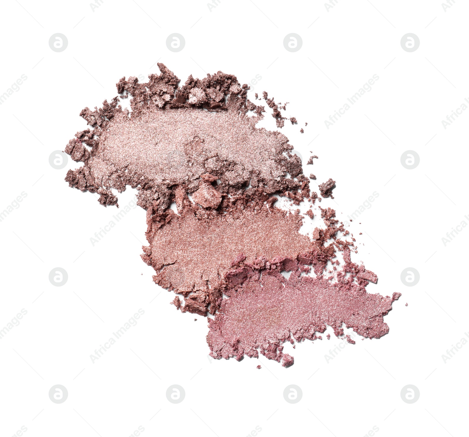 Photo of Crushed eye shadows on white background. Professional makeup product