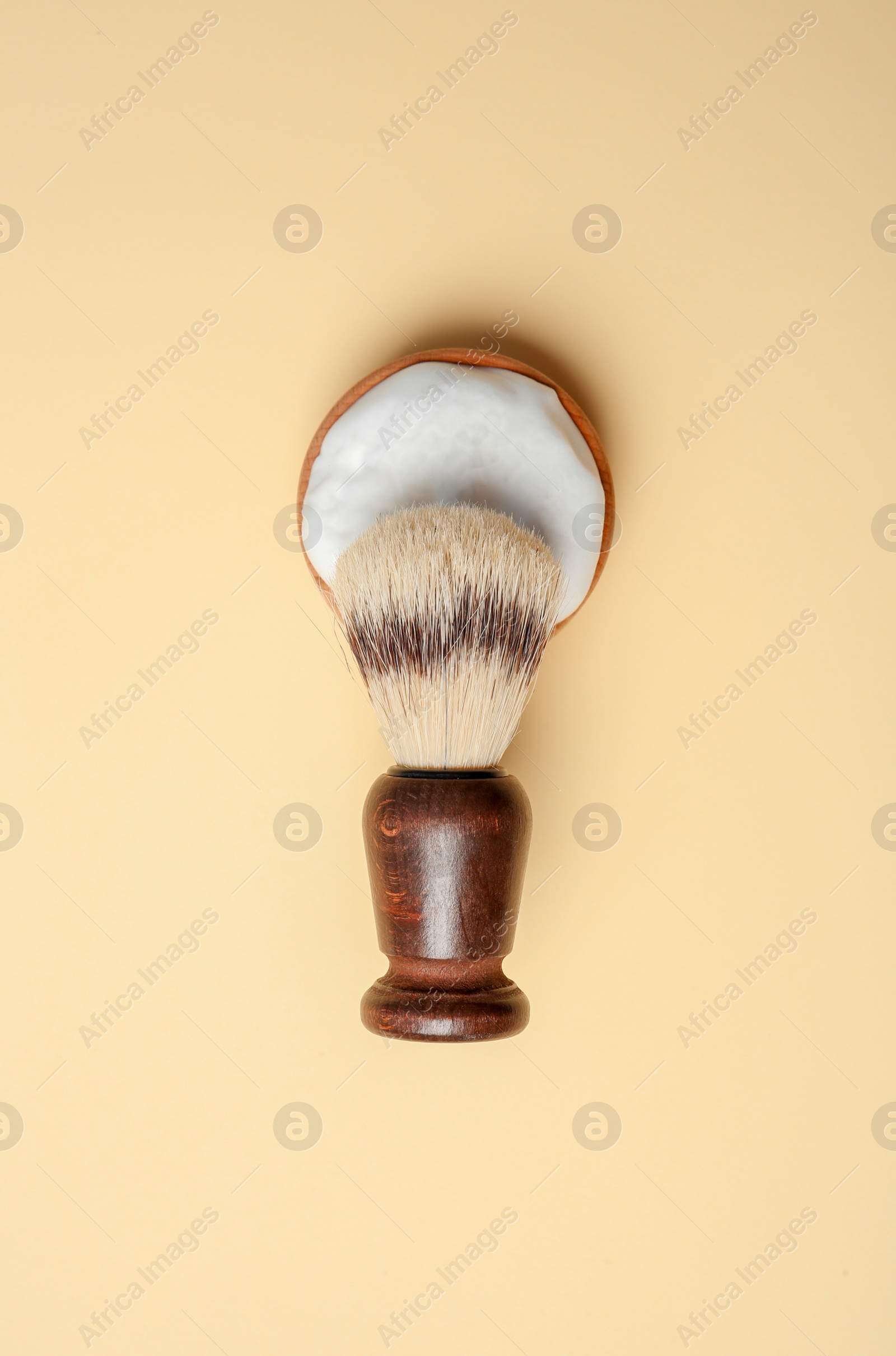 Photo of Flat lay composition with shaving accessories for men on color background