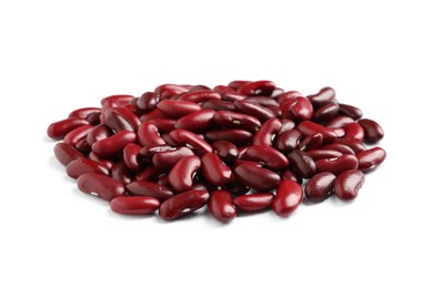 Pile of red beans on white background