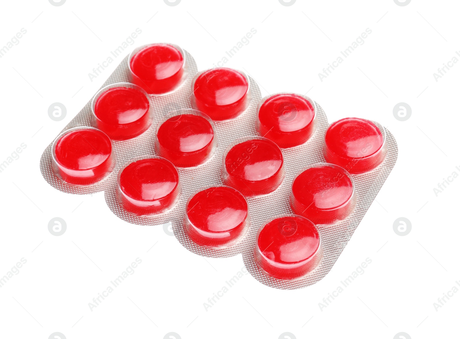 Photo of Pills in blister pack on white background