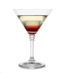 Delicious martini cocktail on white background. Space for text