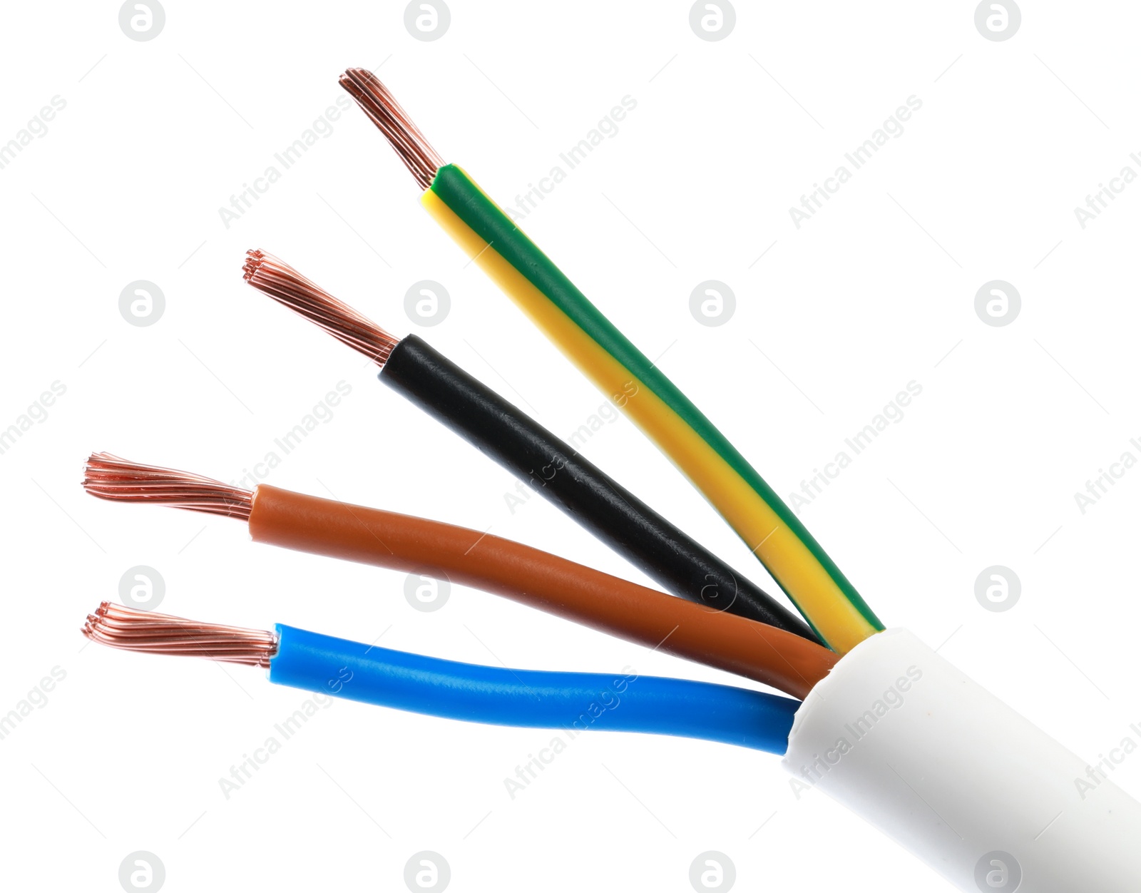 Photo of One new electrical wire isolated on white