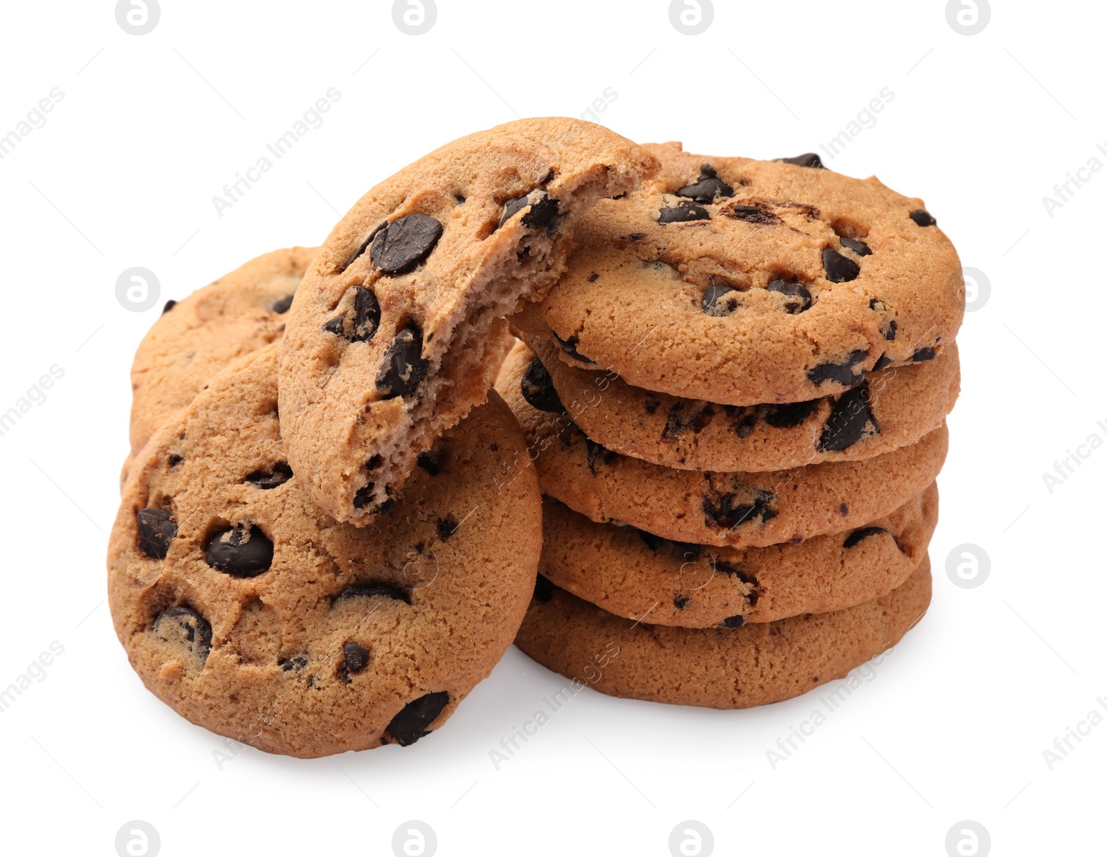 Photo of Delicious chocolate chip cookies isolated on white