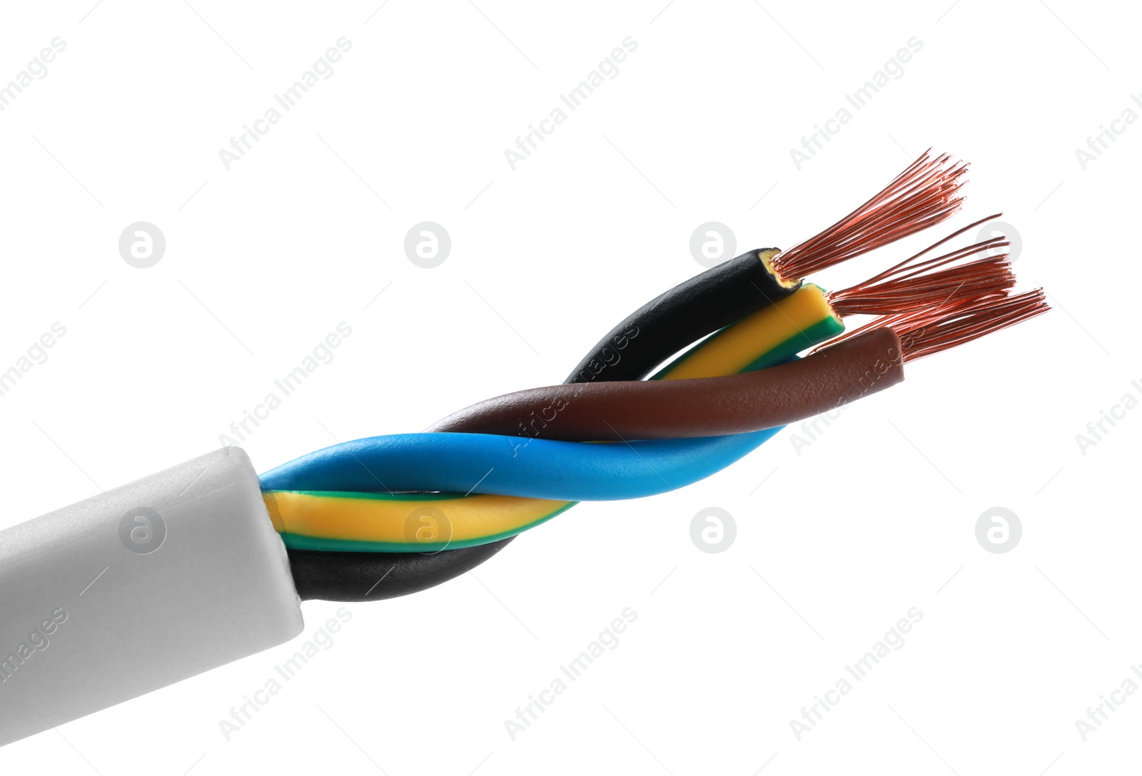 Photo of One new electrical wire isolated on white