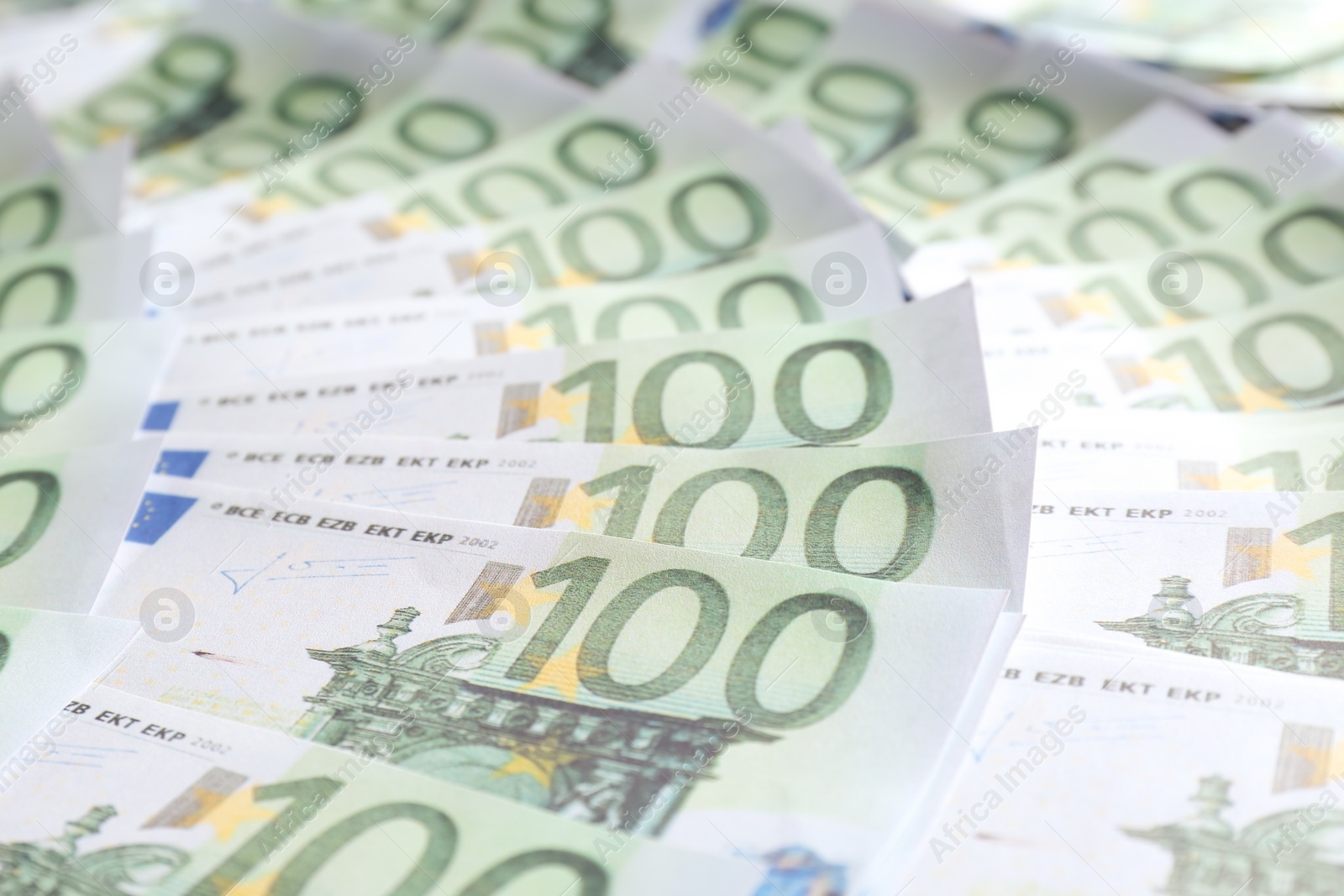 Photo of Euro banknotes as background, closeup. Money and finance