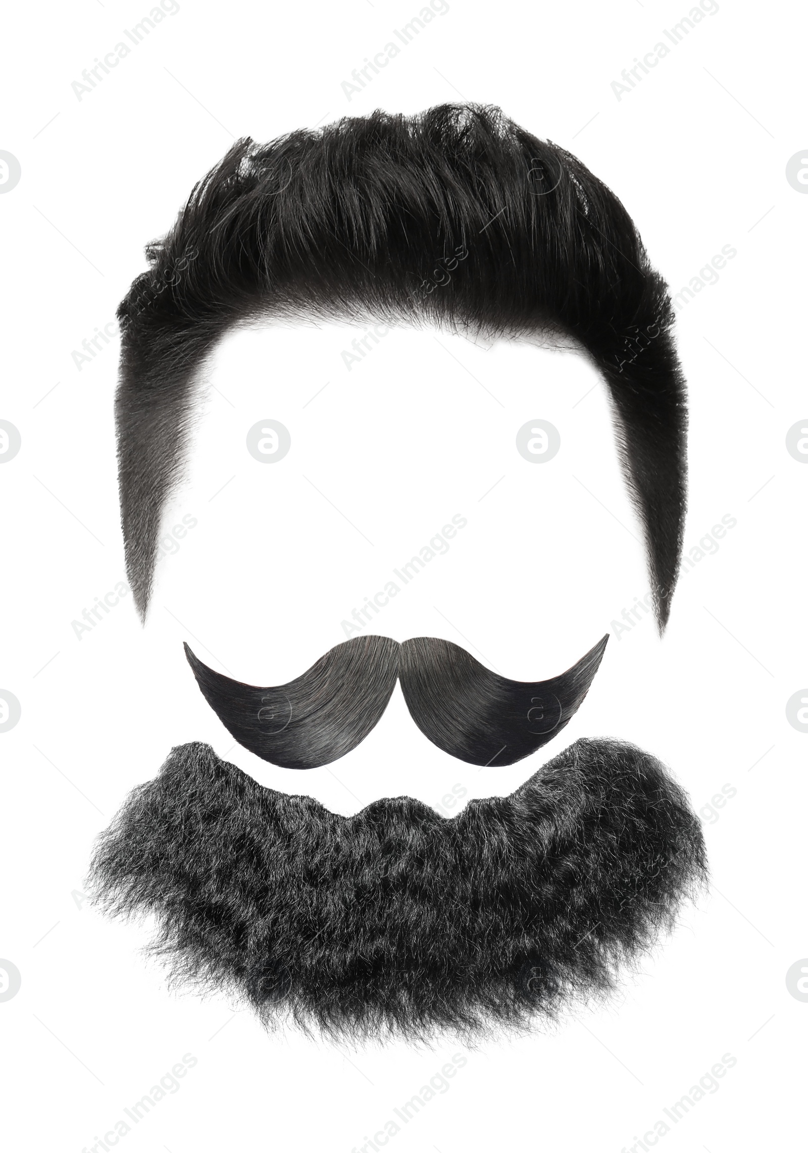 Image of Male hairstyle with beard and mustache isolated on white