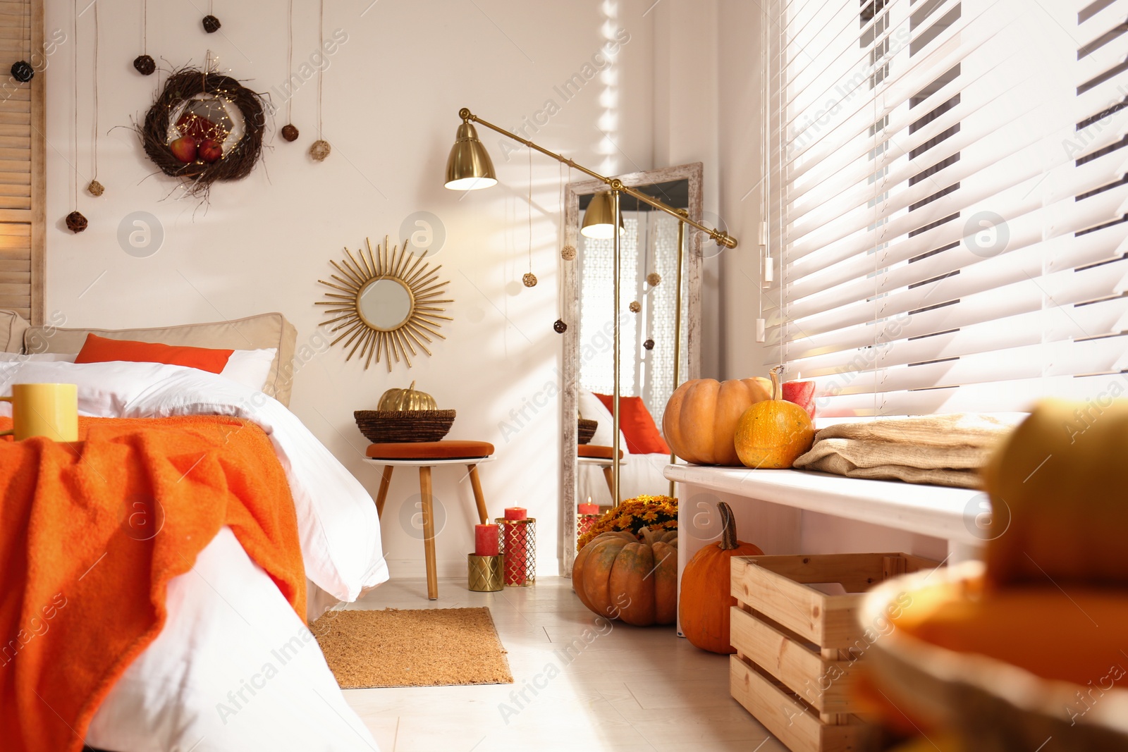 Photo of Cozy bedroom interior inspired by autumn colors