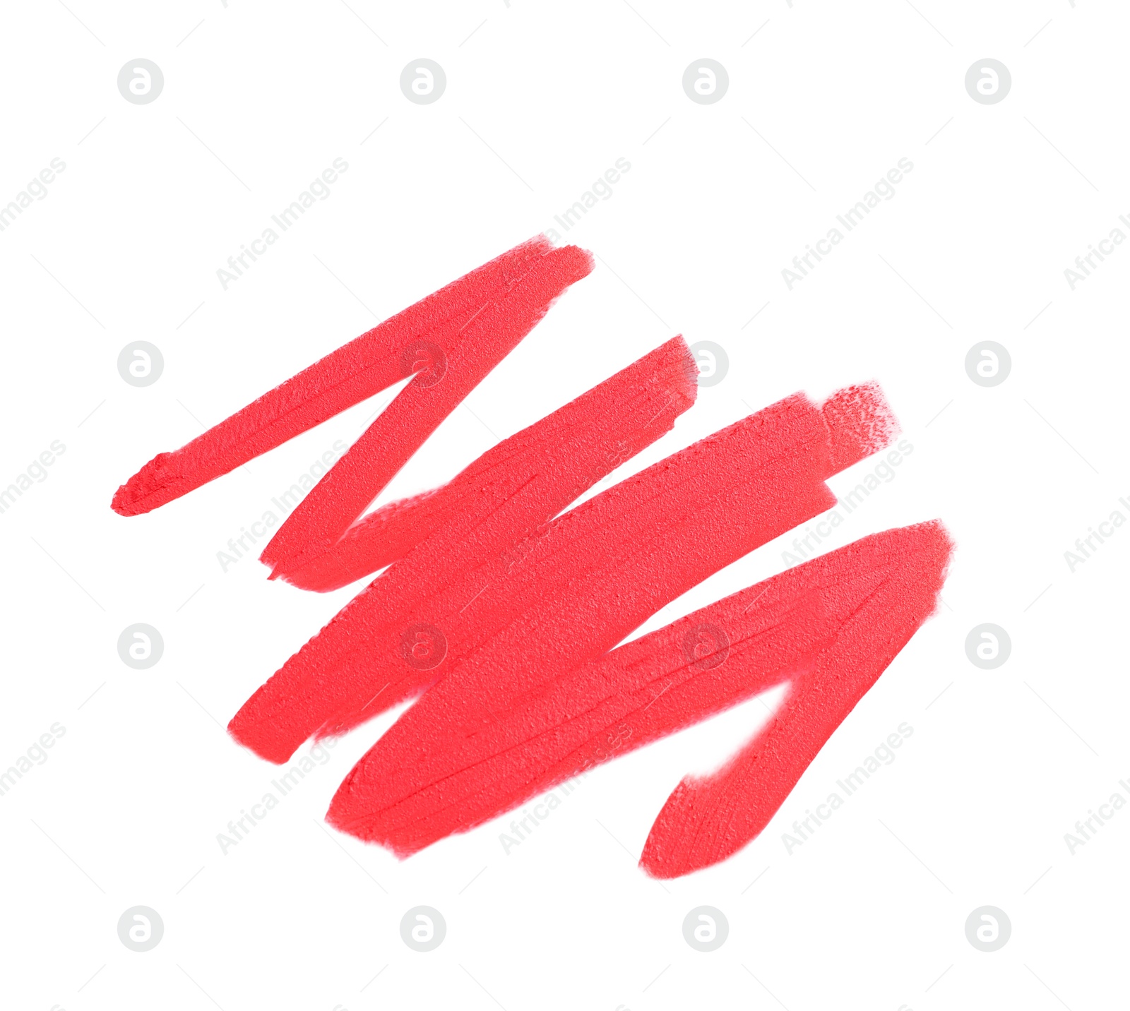 Photo of Stroke of lipstick on white background, top view