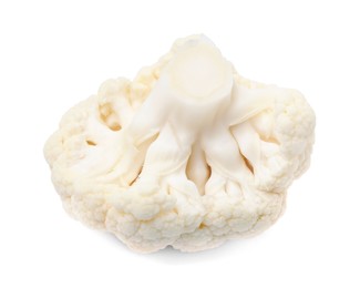 Cut fresh raw cauliflower on white background