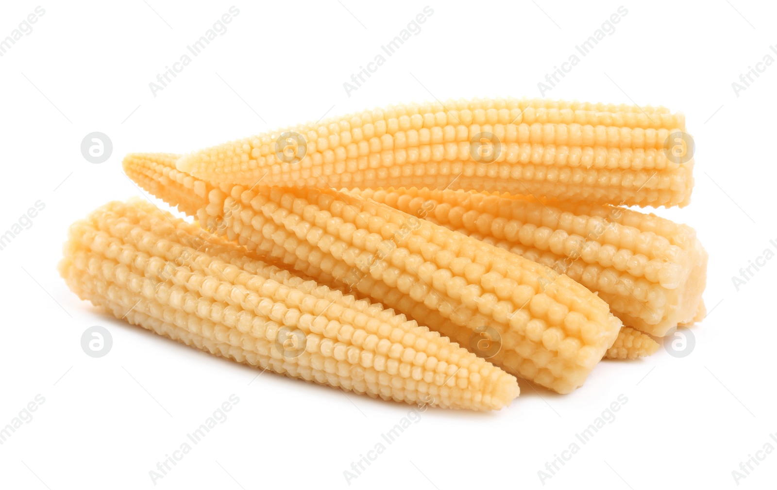 Photo of Fresh baby corn cobs on white background