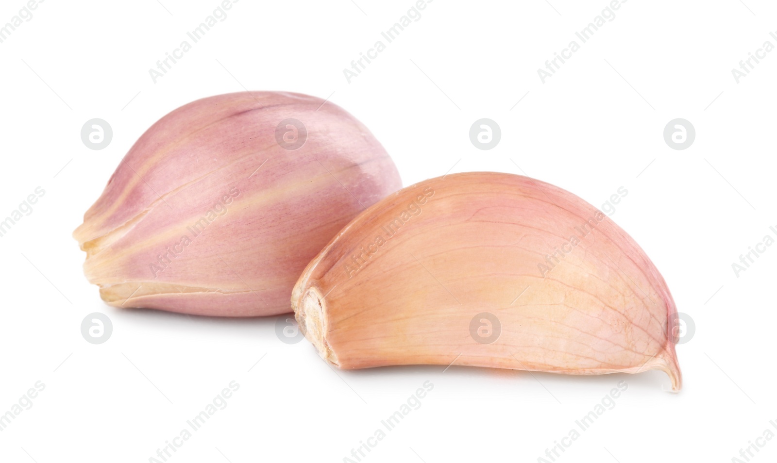 Photo of Two cloves of garlic isolated on white