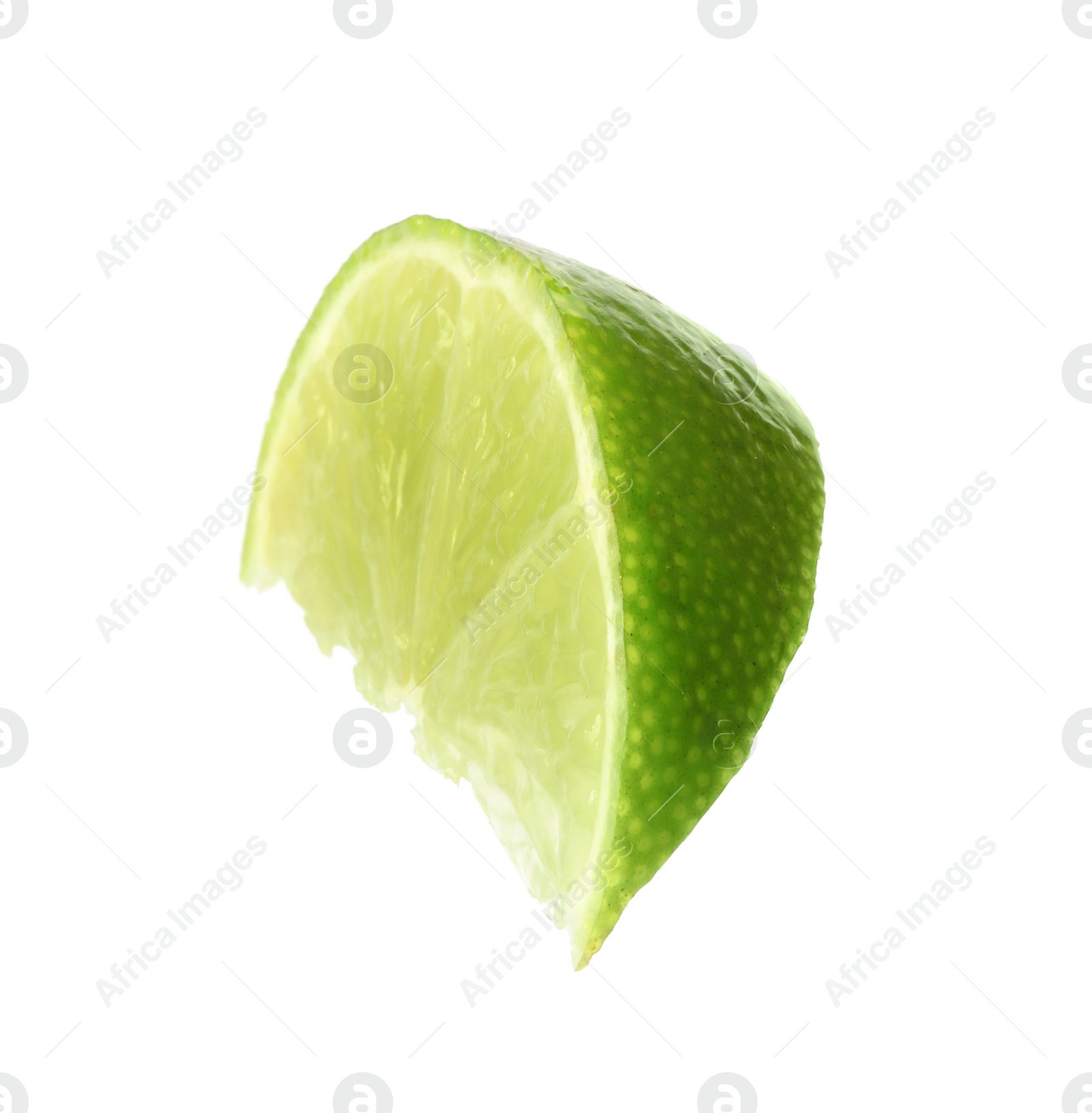 Photo of Cut fresh juicy lime on white background