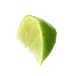 Photo of Cut fresh juicy lime on white background