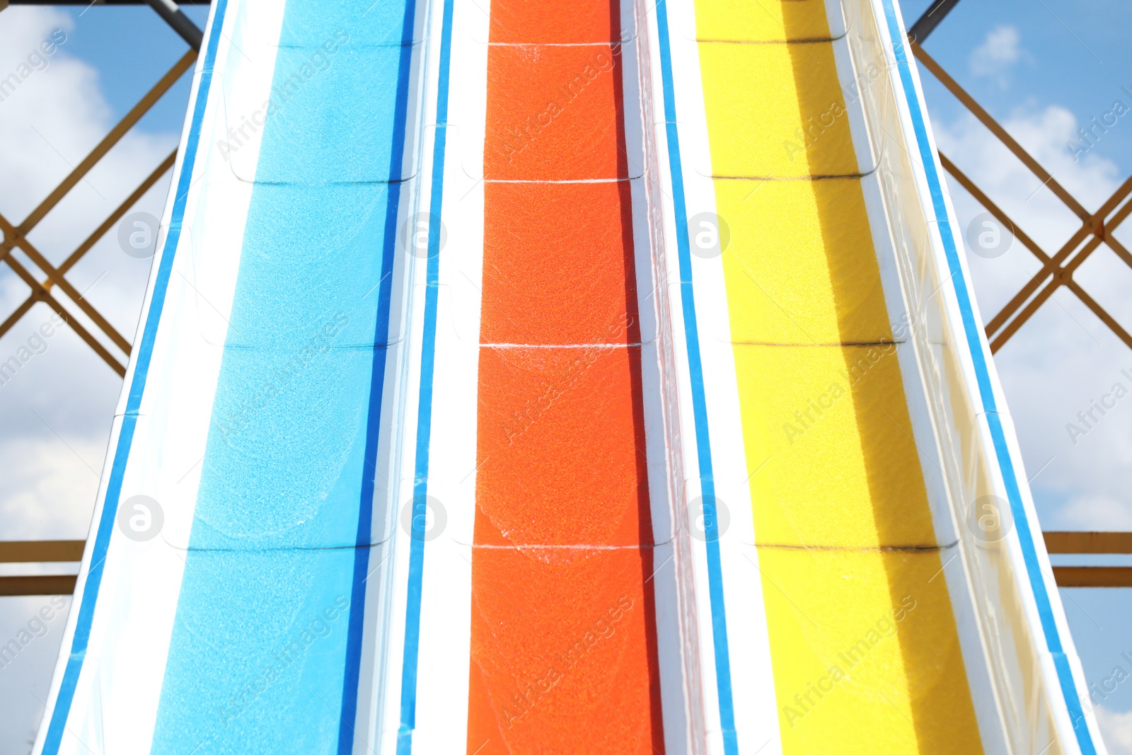 Photo of Water park with colorful slides. Summer vacation