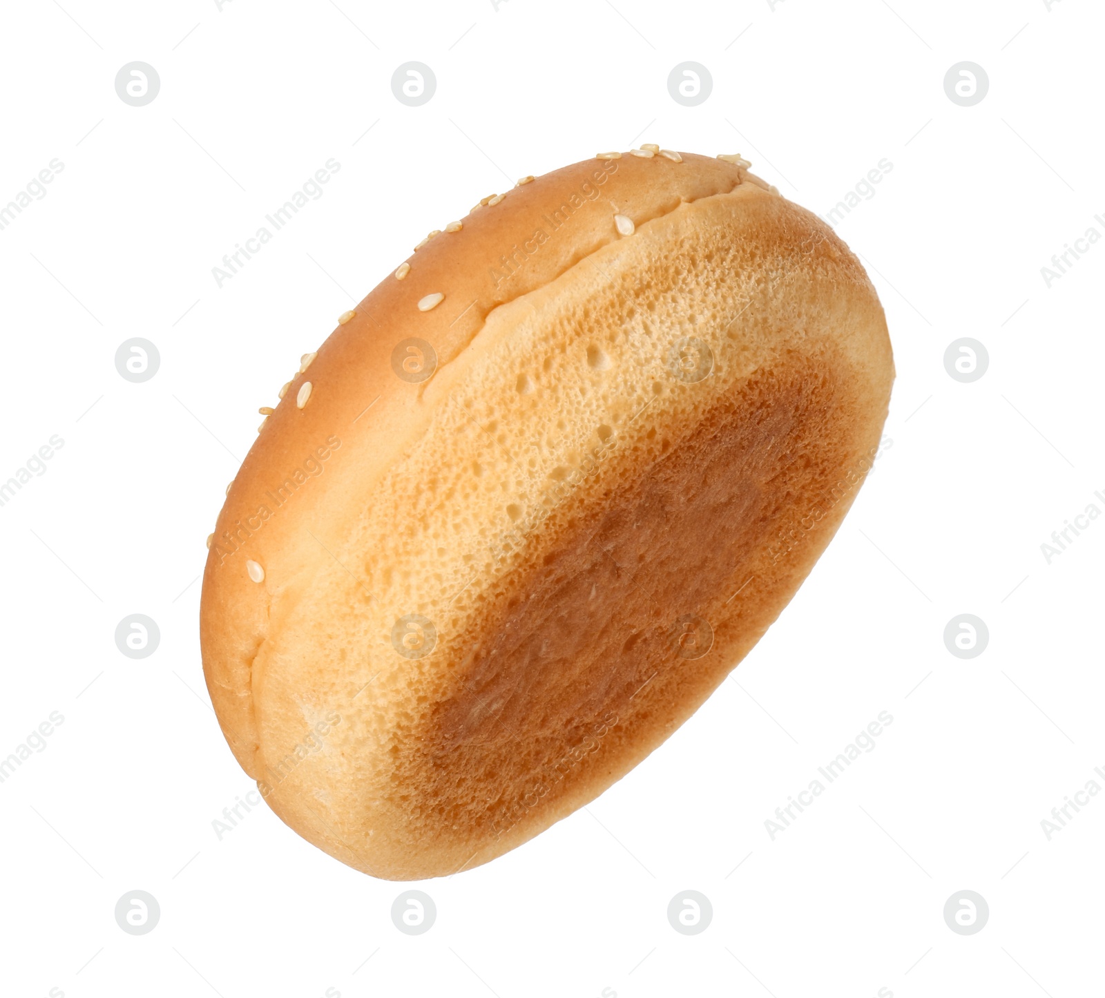 Photo of One fresh burger bun isolated on white