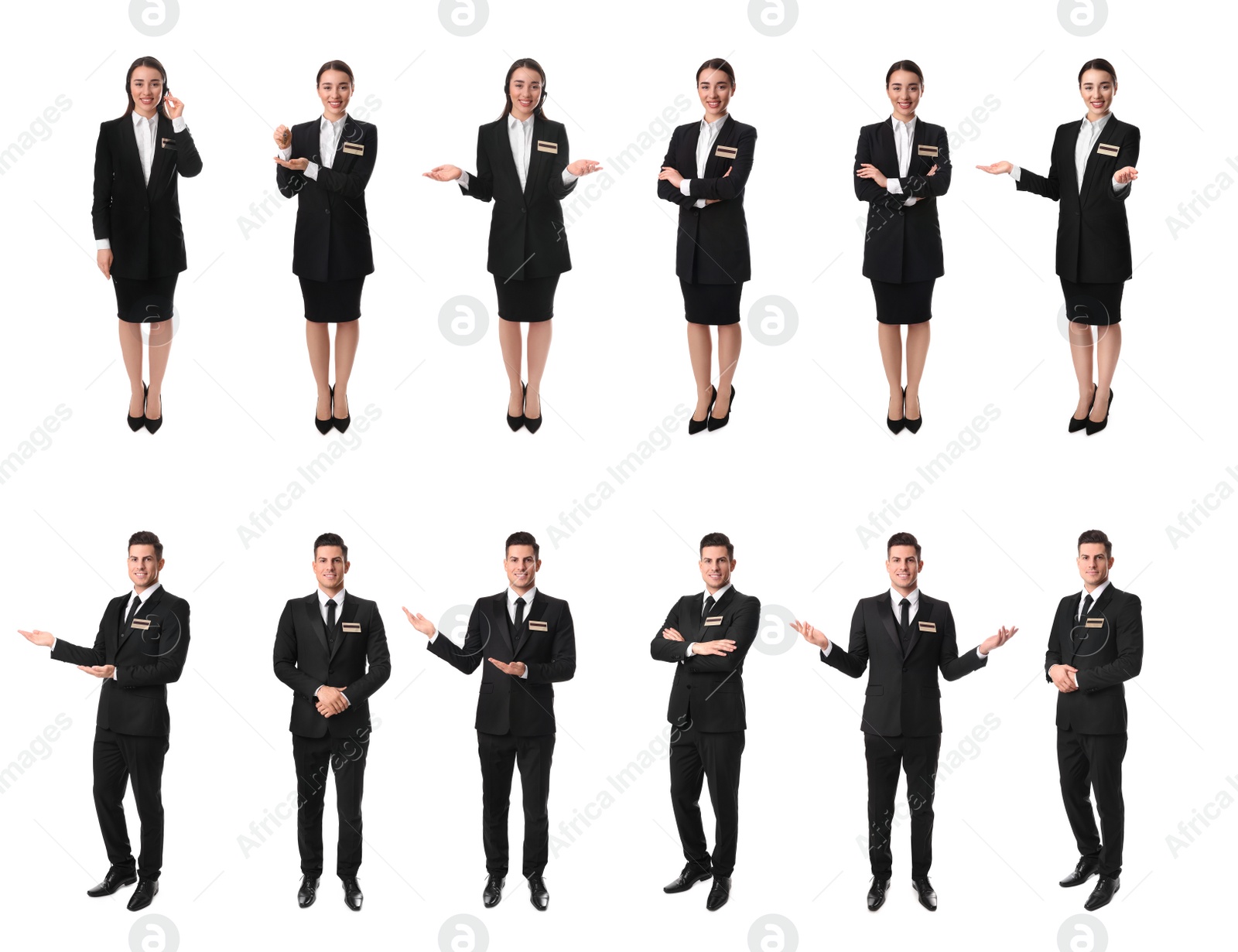 Image of Collage with photos of receptionists on white background