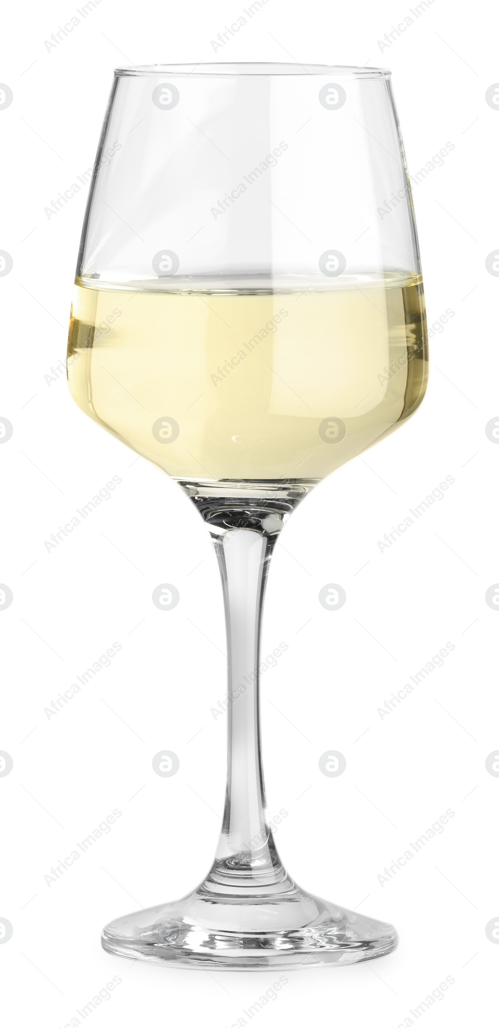 Photo of Tasty wine in glass isolated on white