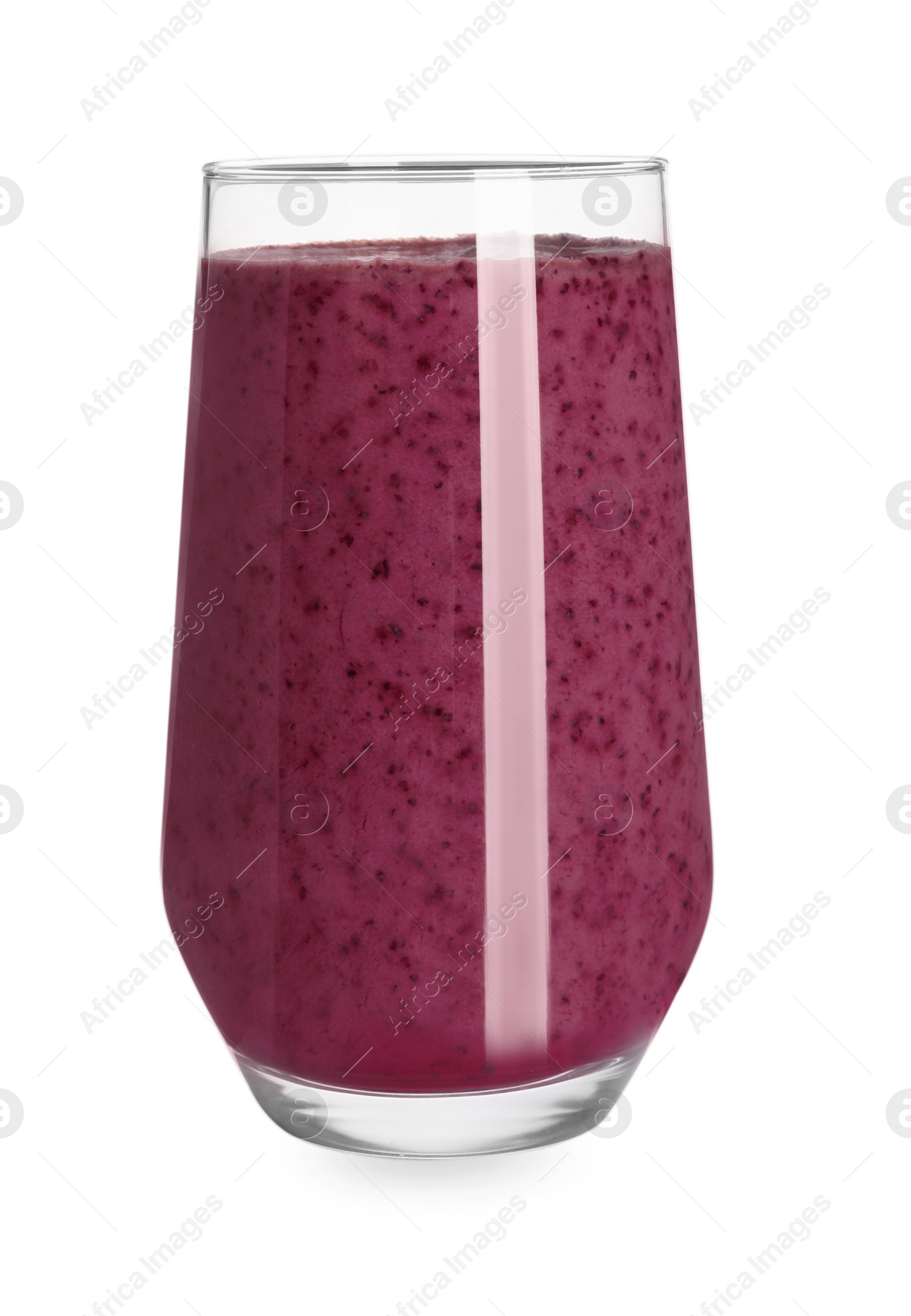 Photo of Tasty organic smoothie in glass isolated on white