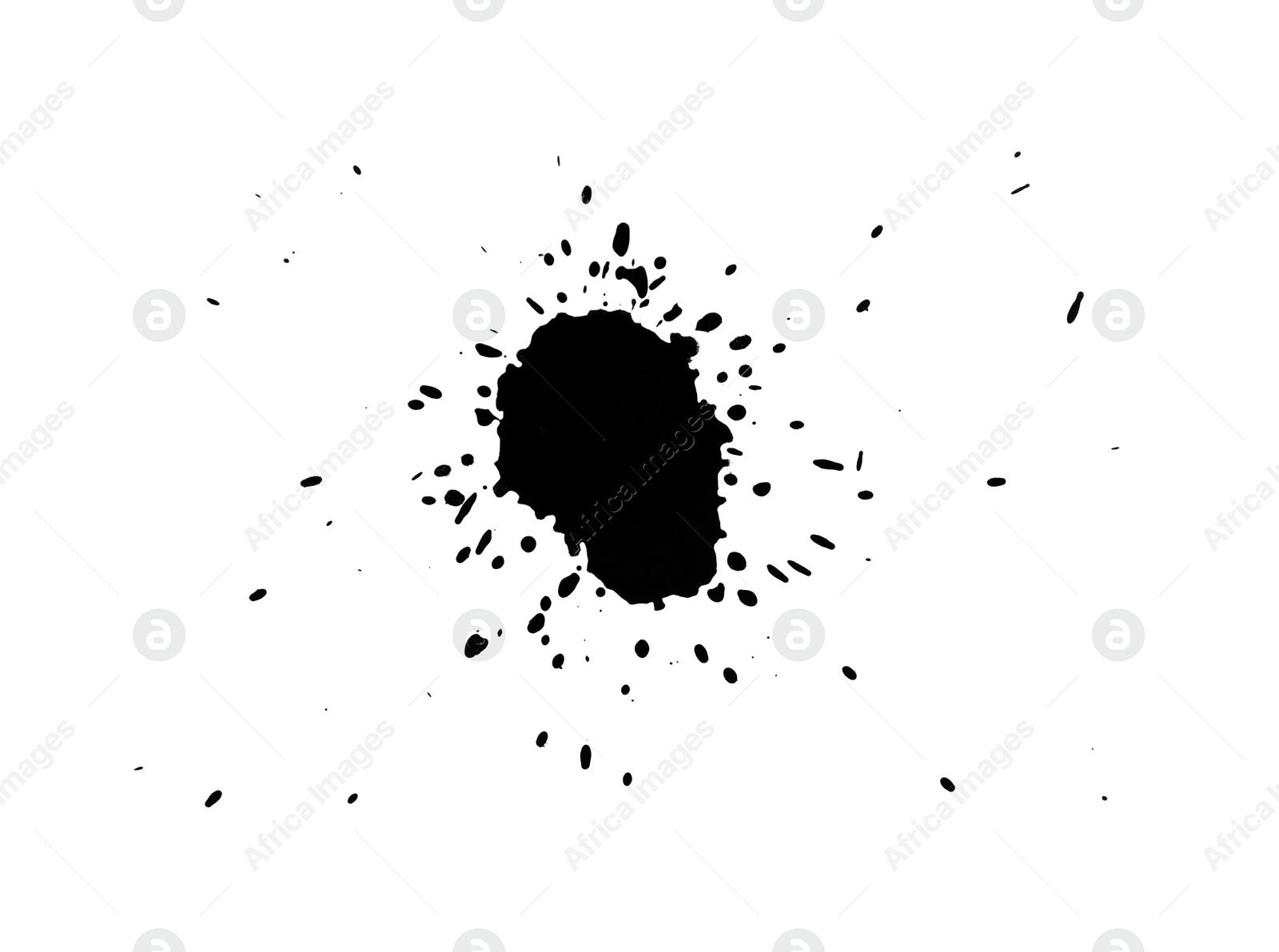 Photo of Blots of black ink isolated on white, top view