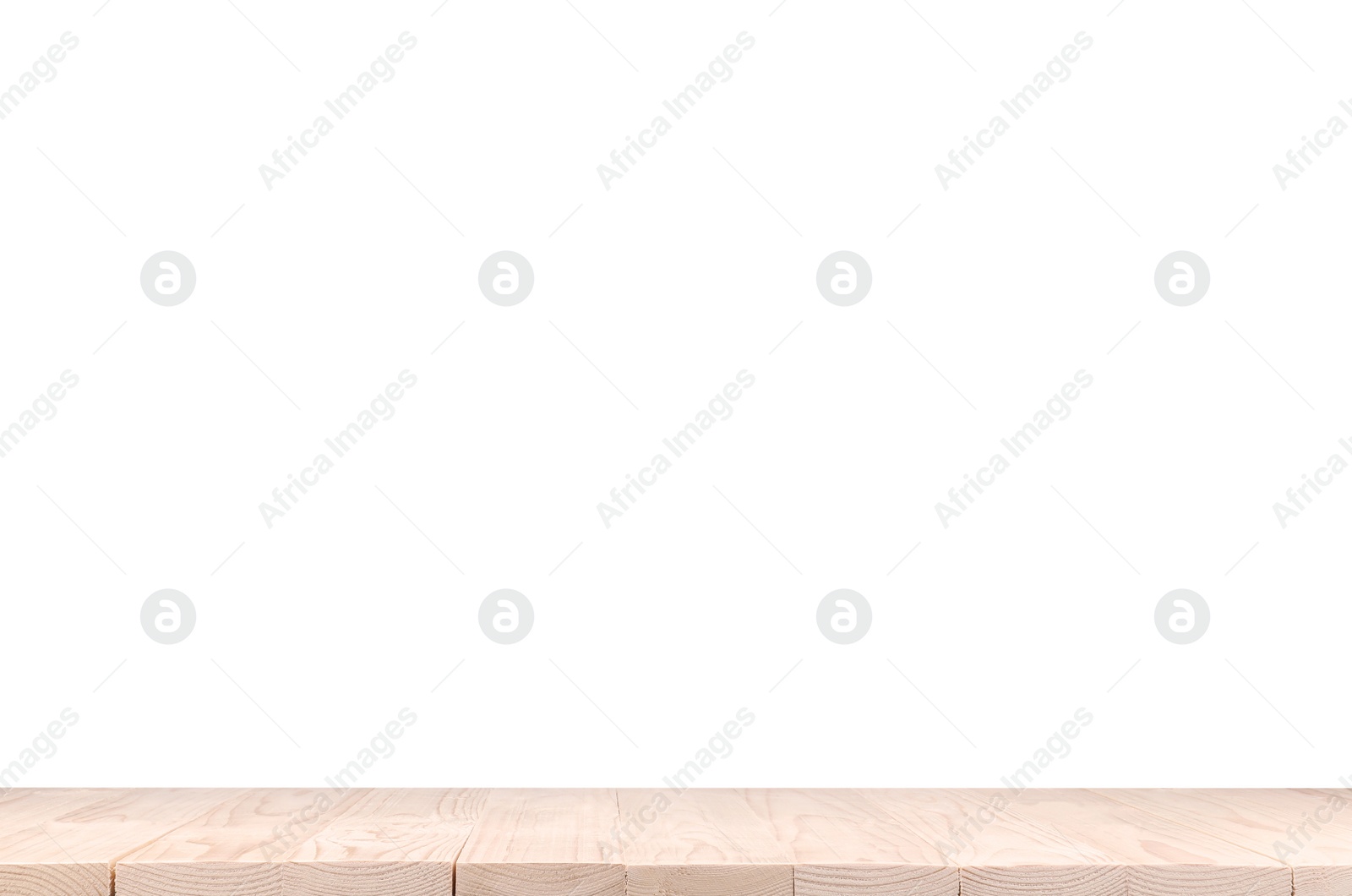 Photo of Empty clean wooden surface isolated on white