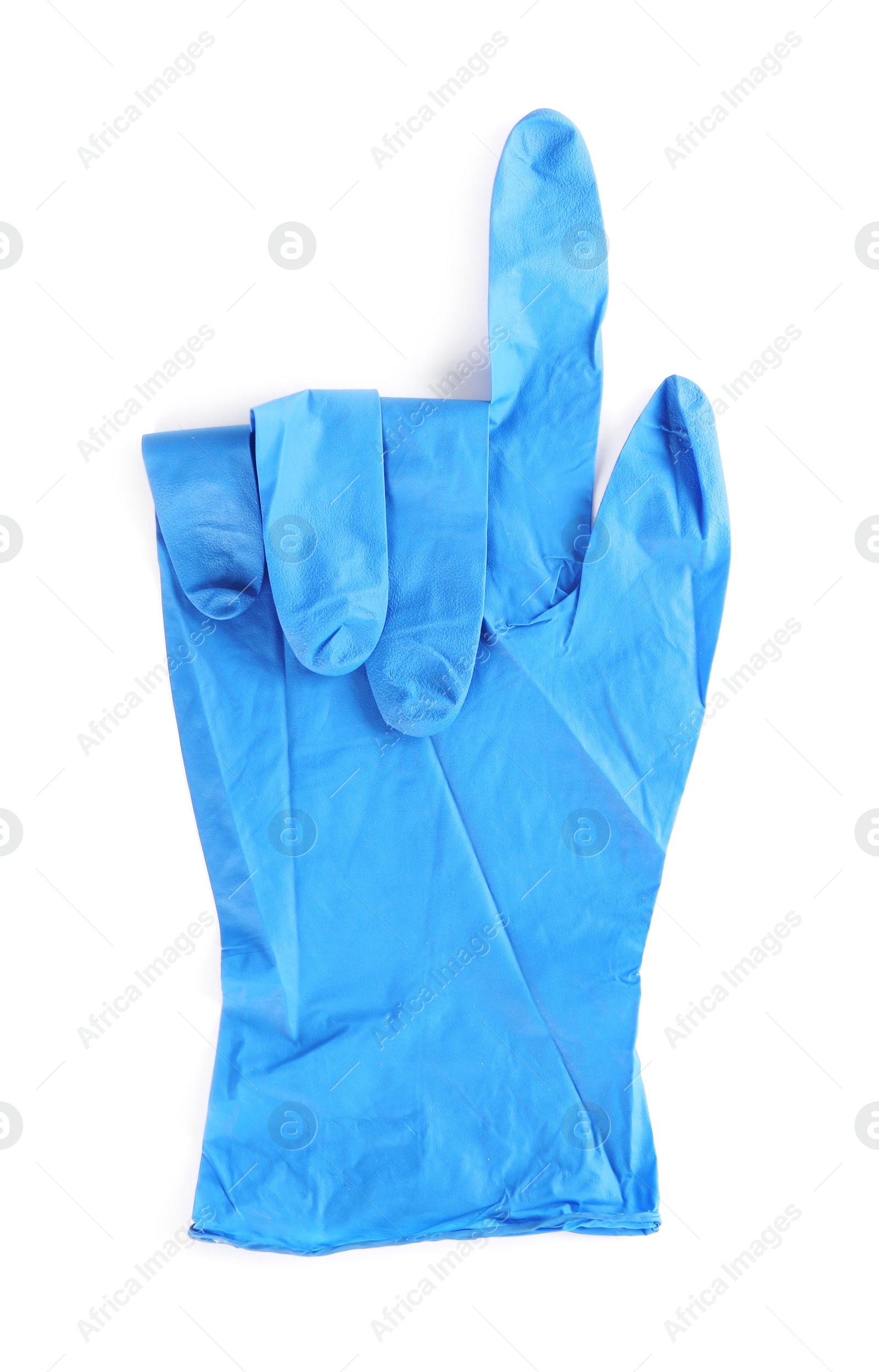 Photo of Medical glove isolated on white, top view