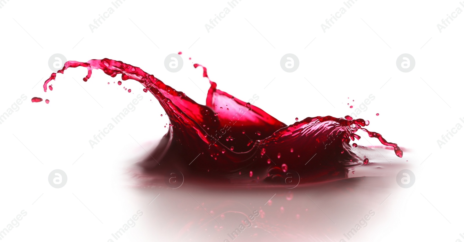 Photo of Splashing tasty fresh juice on white background