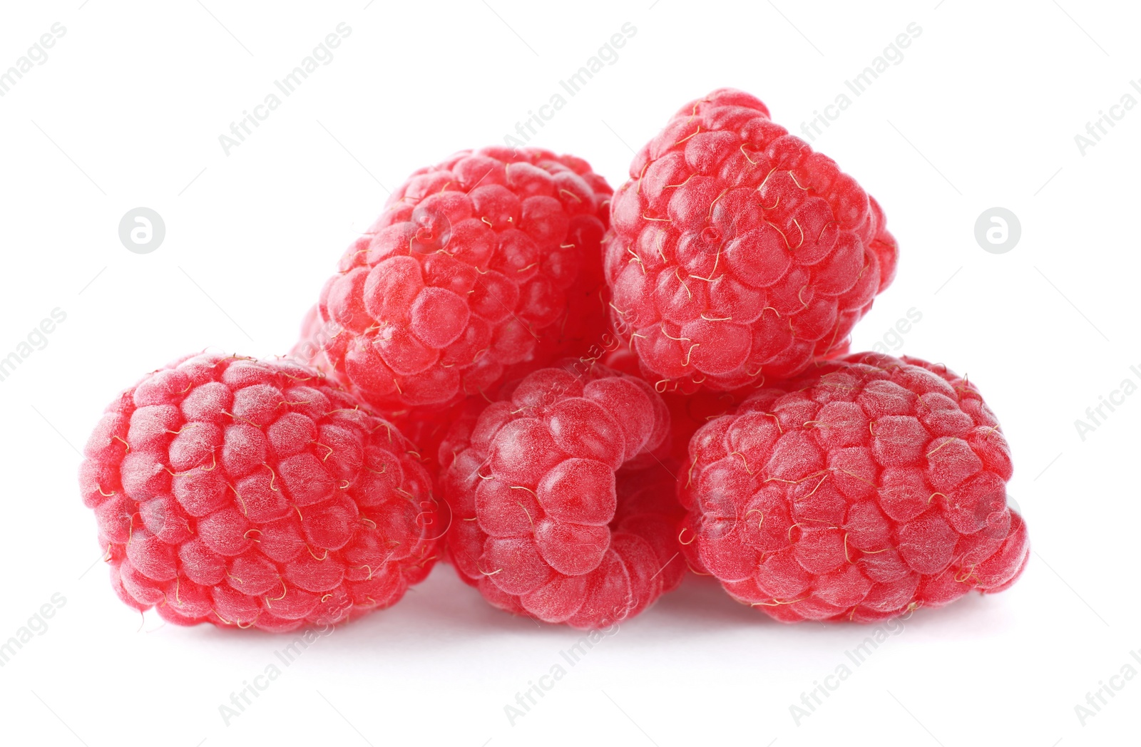 Photo of Delicious sweet ripe raspberries isolated on white