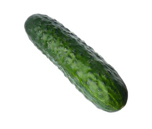 Photo of Fresh ripe green cucumber isolated on white