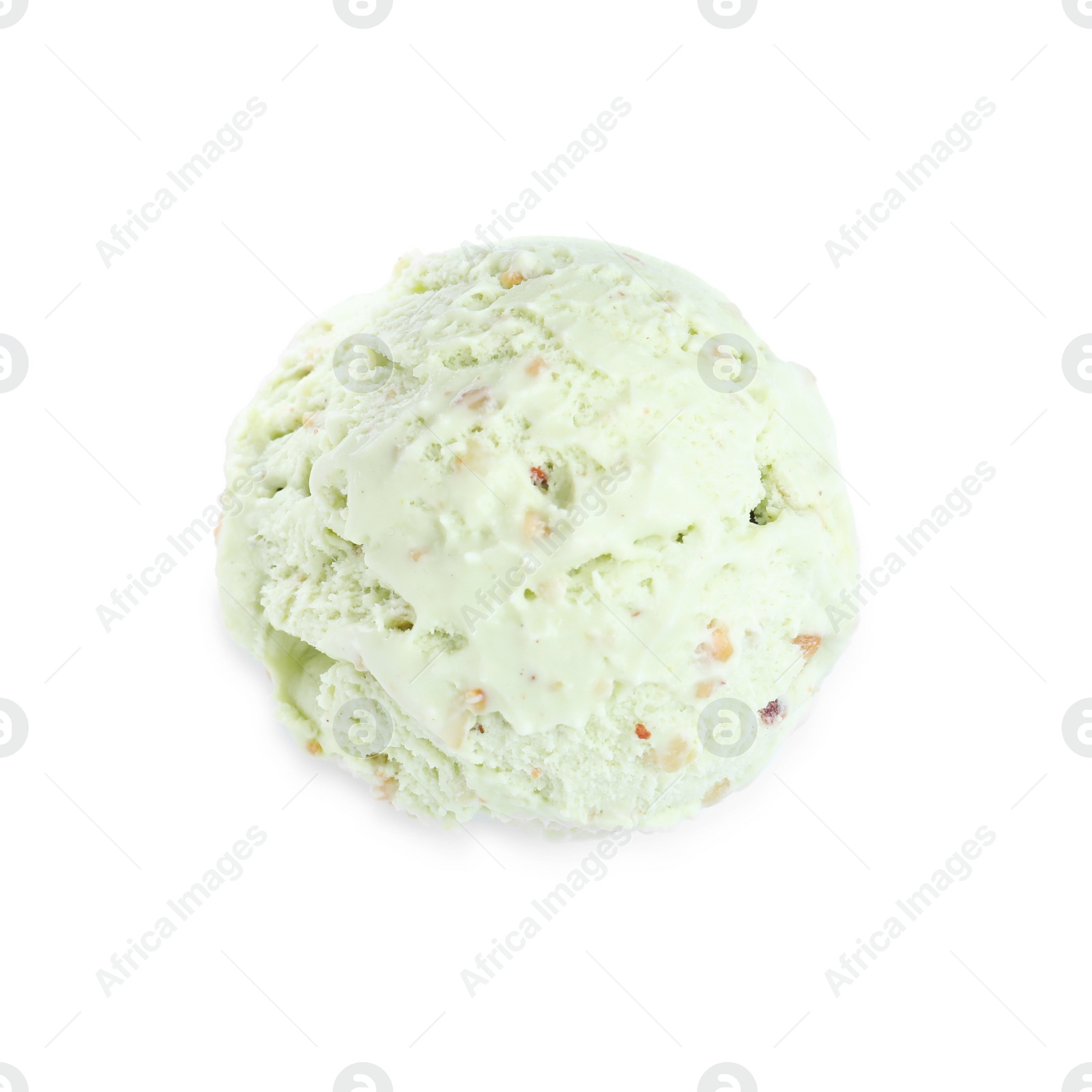 Photo of Scoop of delicious ice cream isolated on white, top view