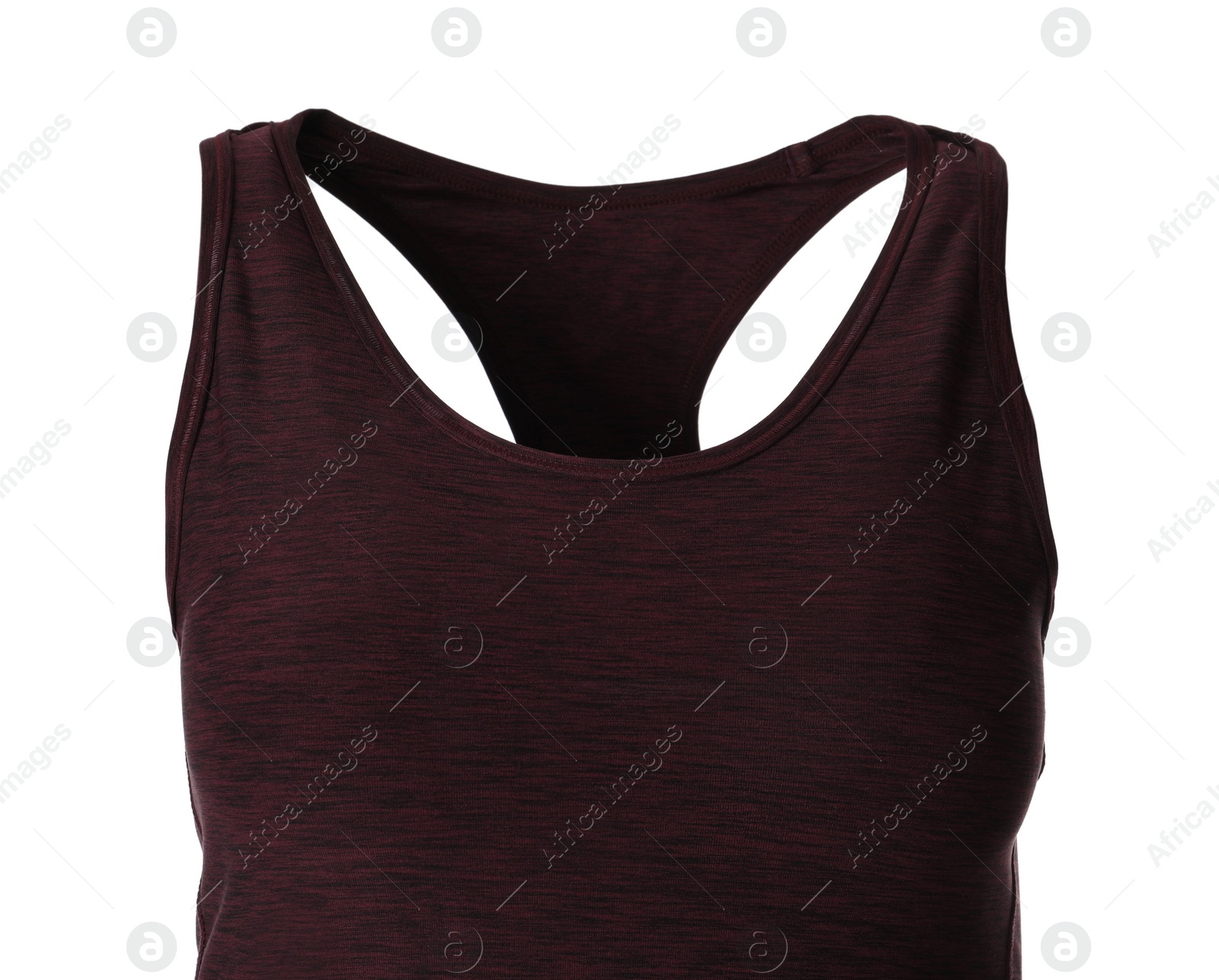 Photo of Wine red women's top isolated on white. Sports clothing