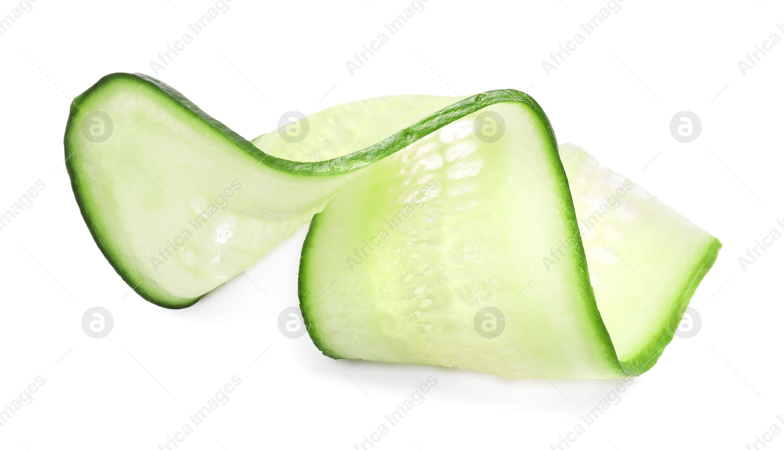 Photo of Slice of fresh cucumber isolated on white