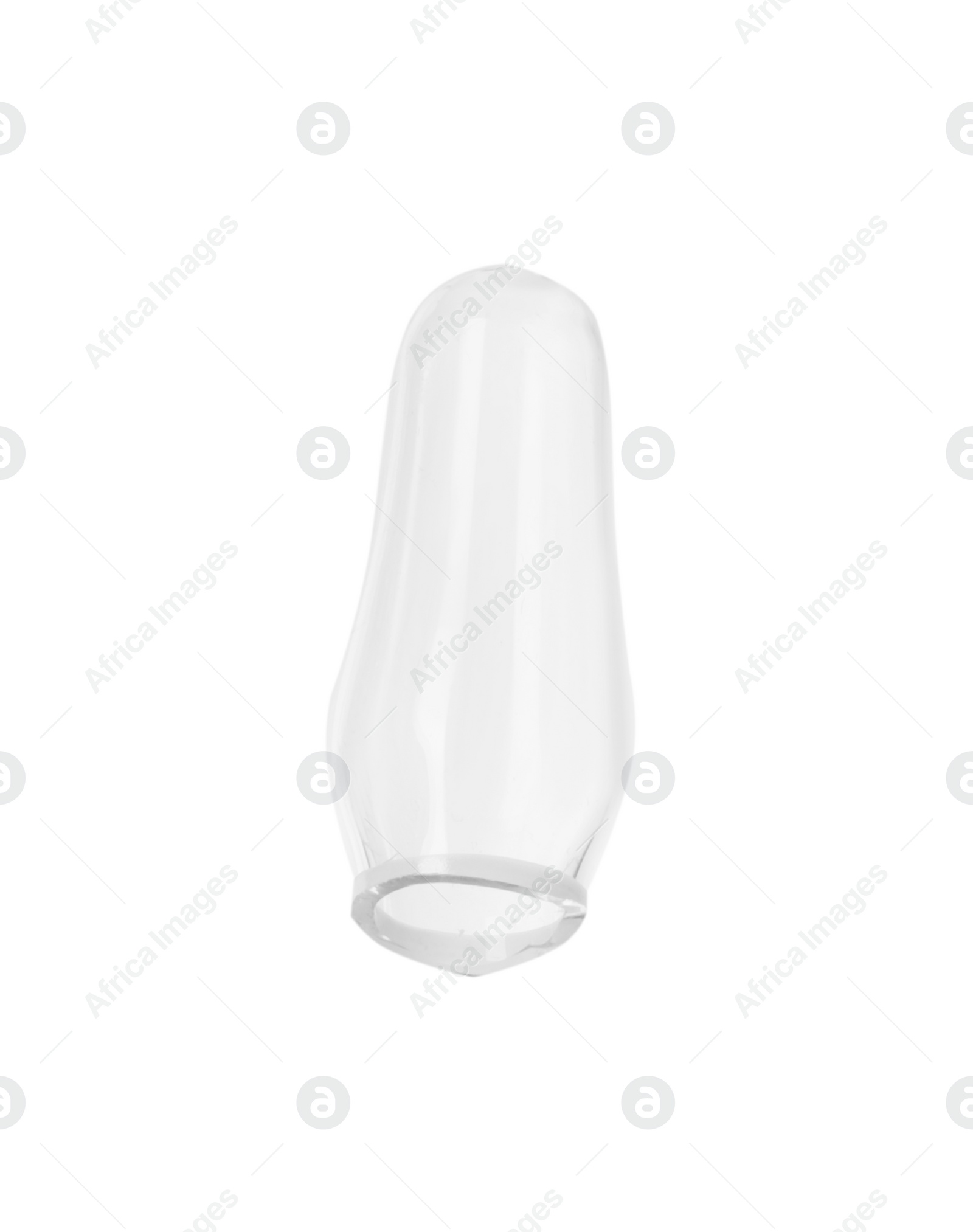 Photo of Conical tip of open glass ampoule isolated on white