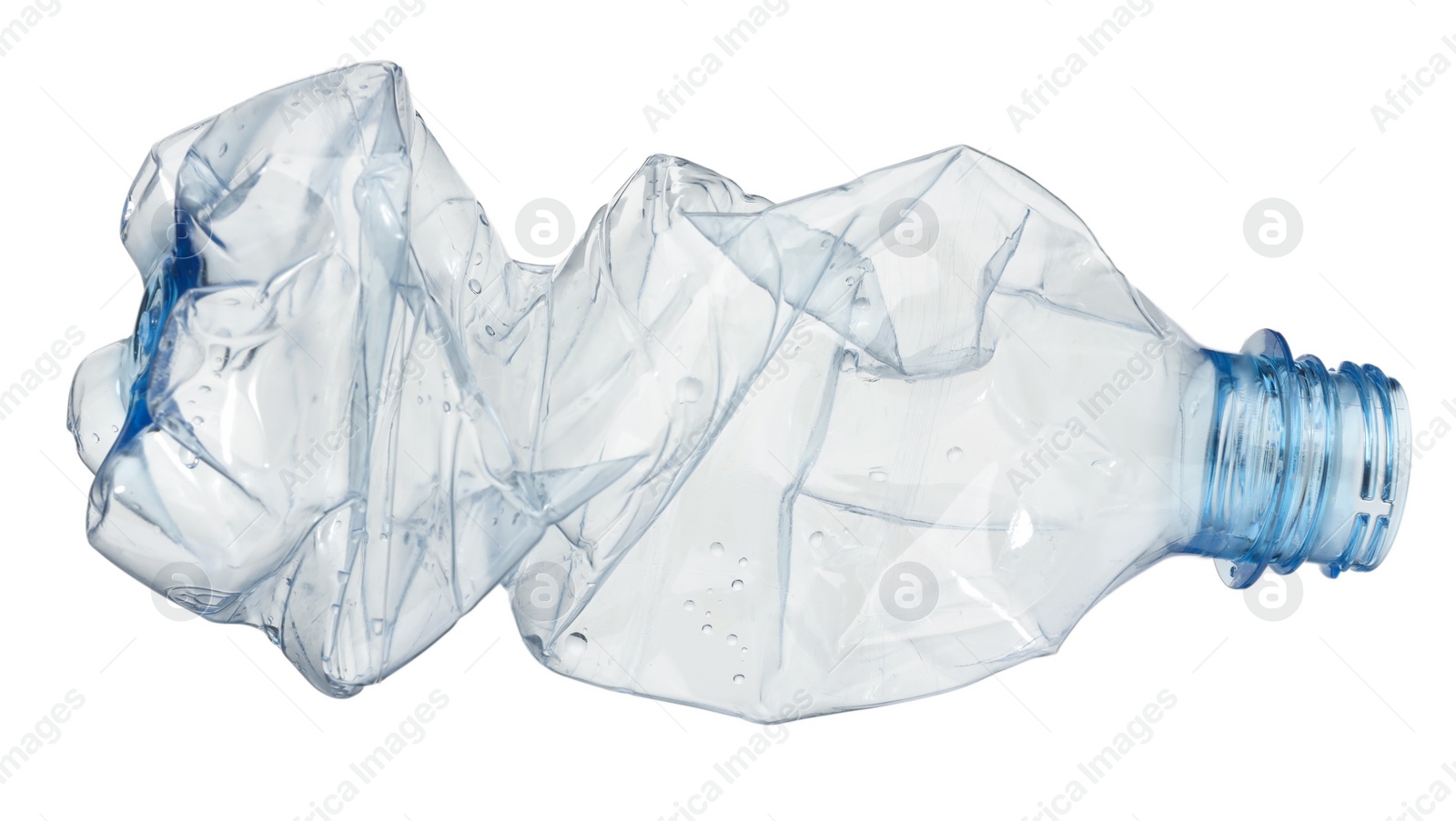 Photo of Crumpled disposable plastic bottle isolated on white