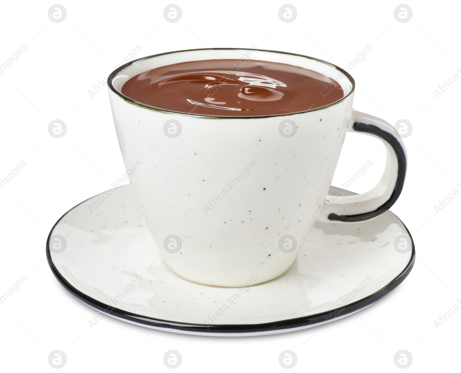 Photo of Cup of delicious hot chocolate isolated on white