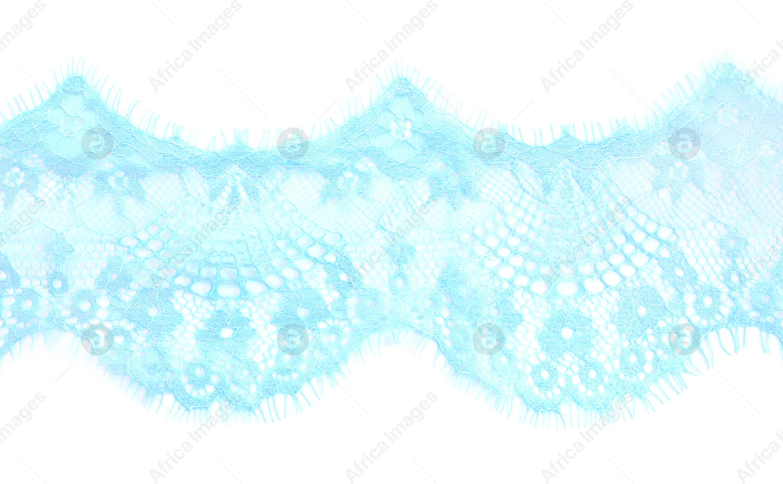 Photo of Beautiful lace isolated on white, top view