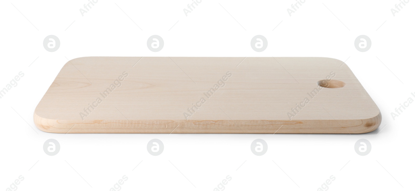 Photo of One wooden cutting board on white background