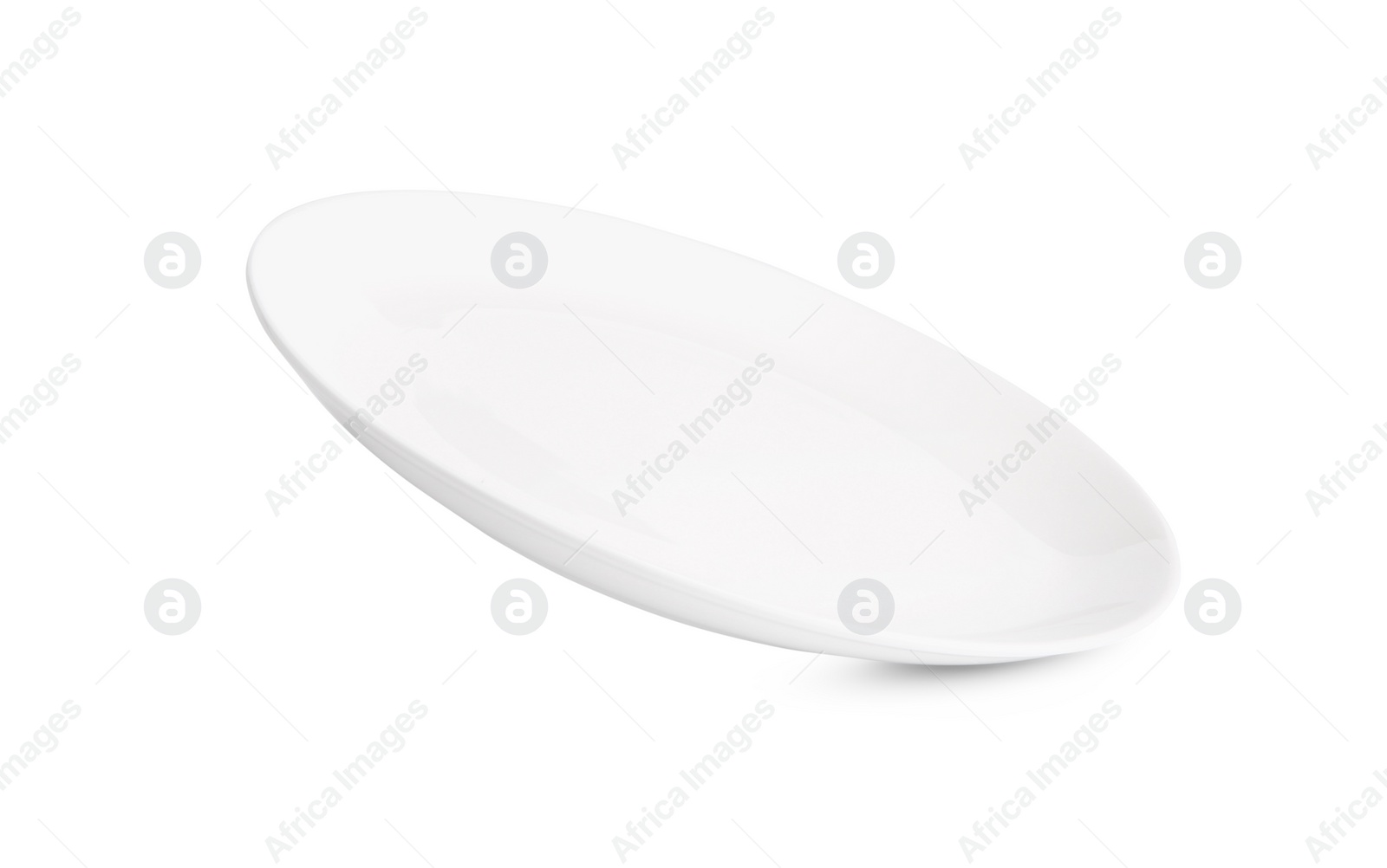 Photo of One empty ceramic plate isolated on white