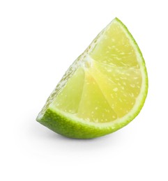 Photo of Slice of fresh green ripe lime isolated on white