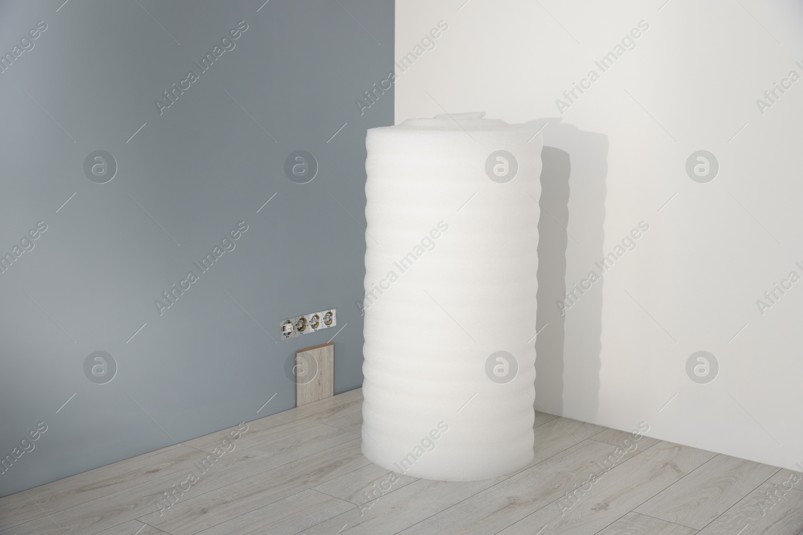 Photo of Roll of polyethylene foam in room prepared for renovation
