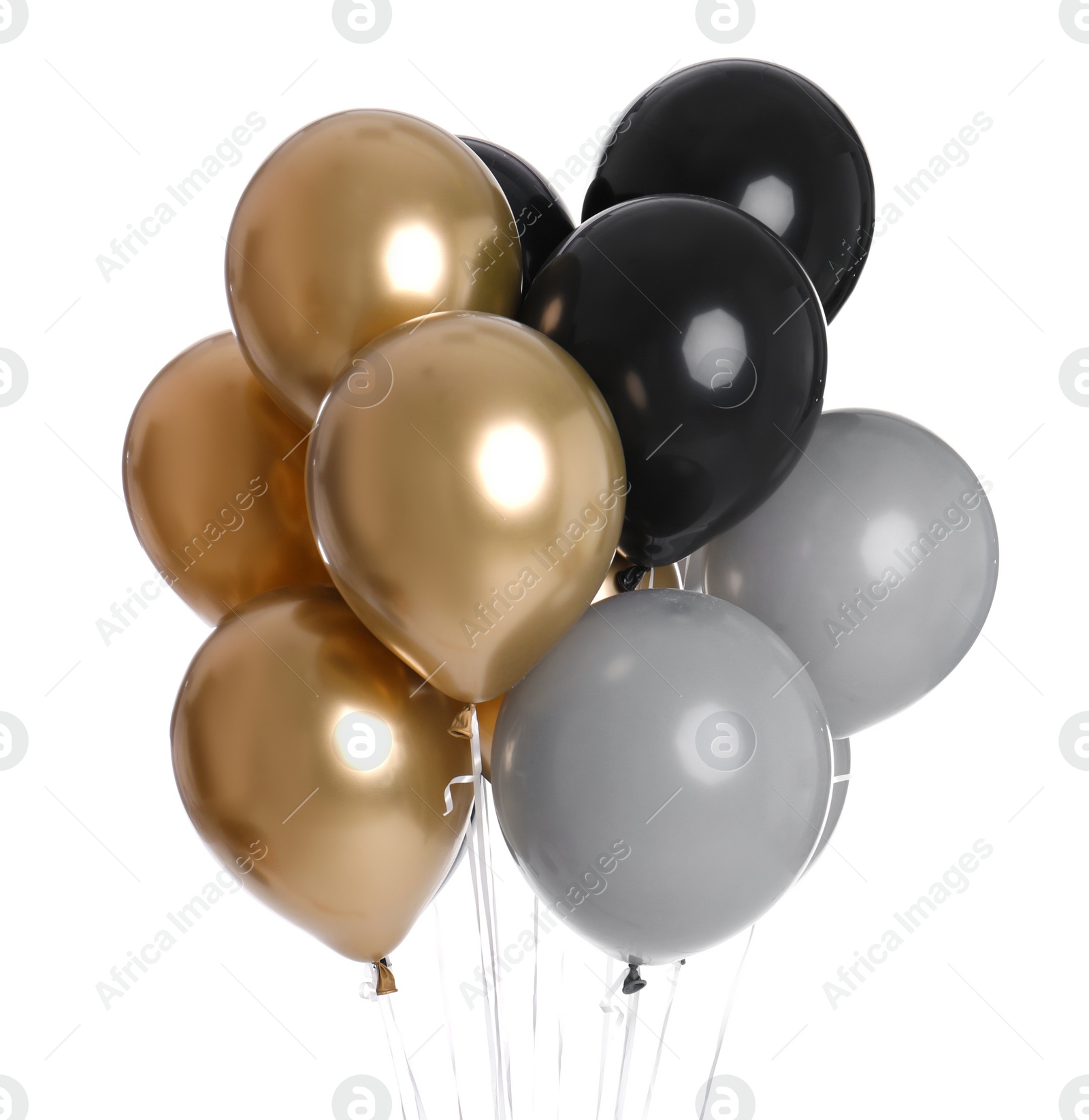 Photo of Colorful balloons on white background. Party object