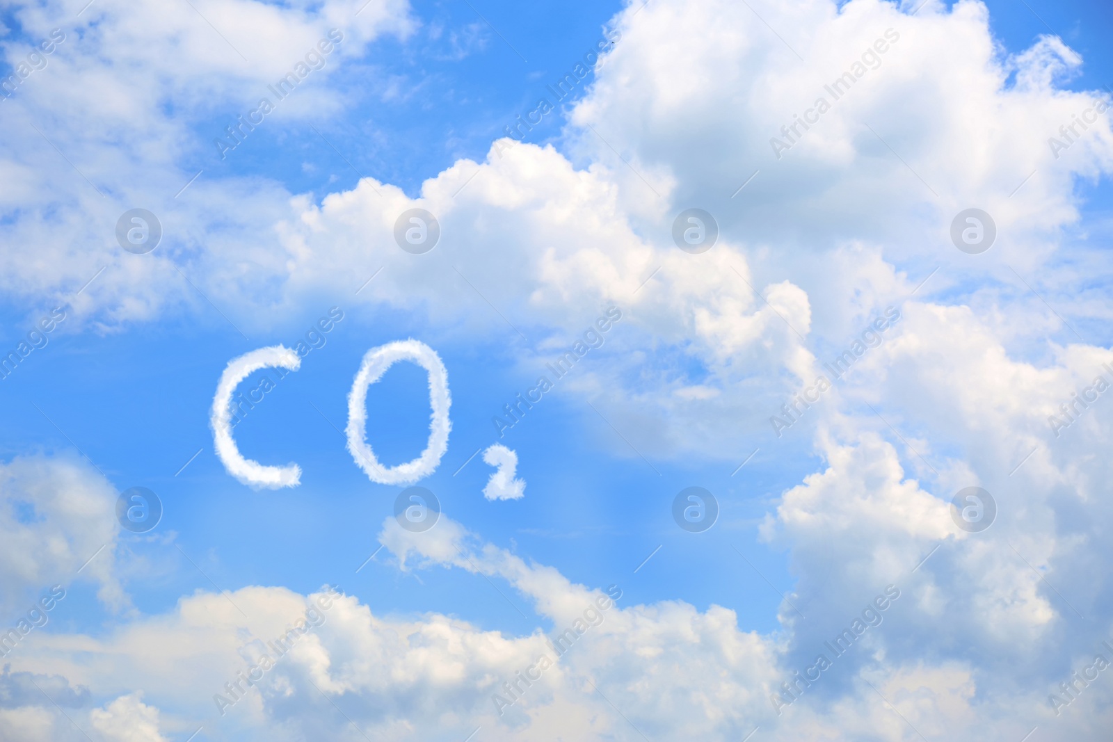 Image of CO2 emissions. View of blue sky with white clouds