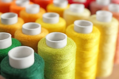Photo of Set of color sewing threads, closeup